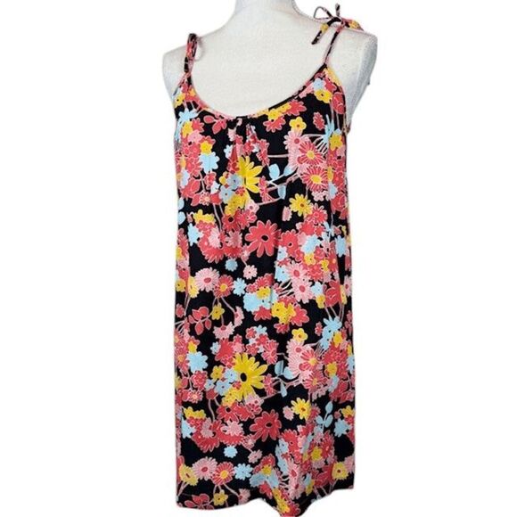 NWT Modcloth Black Floral Paradise Adjustable Tie Strap Dress Mini Size Small - Picture 1 of 9